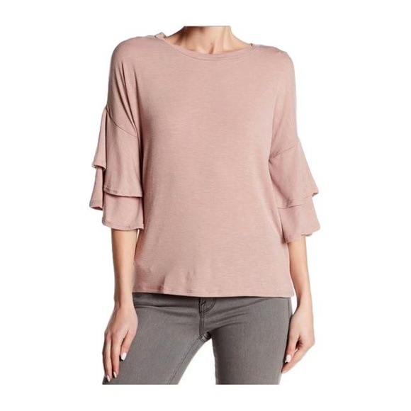 Thyme & Honey Tops - Blush Ruffle Sleeve Tee Shirt Top